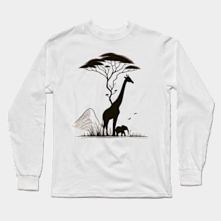 Girafe et éléphant. Long Sleeve T-Shirt